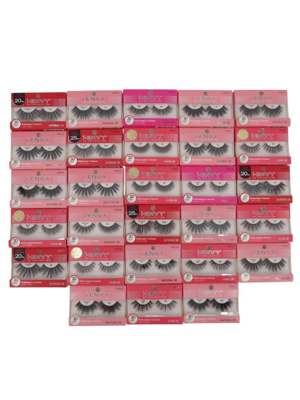 Lot of 28 I Envy by KISS 3D Collection Strip Eyelashes Black NO Adhesive NEW
